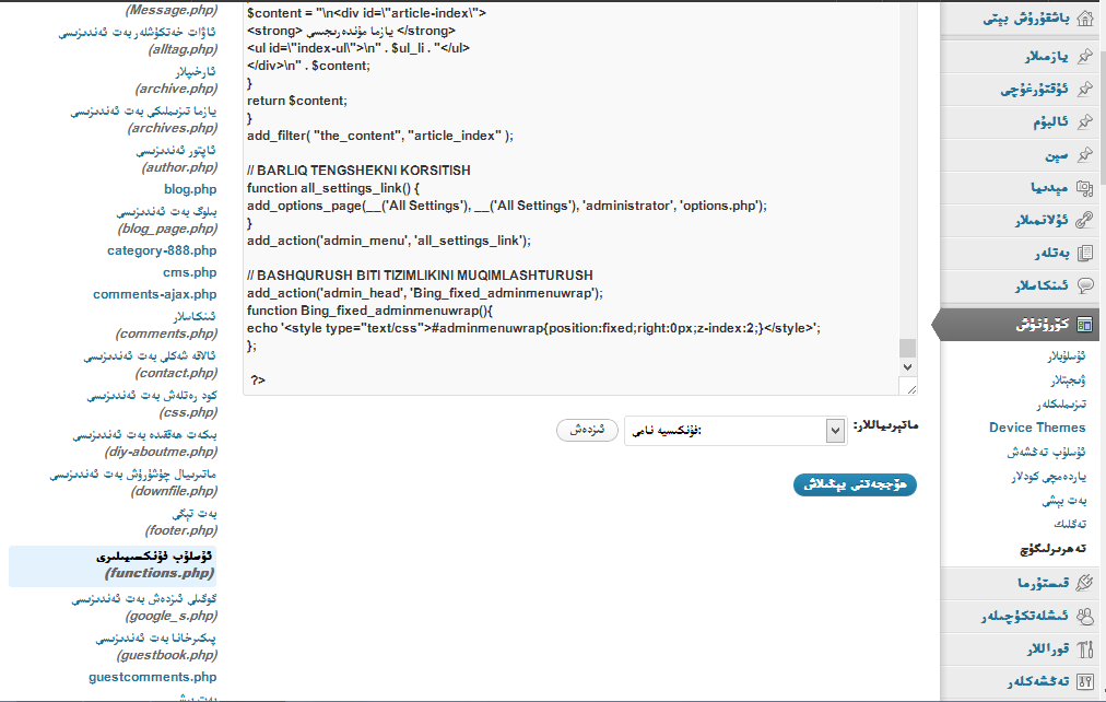 WordPress ئارقا بەت تىزىملىكىنى مۇقىملاشتۇرۇش