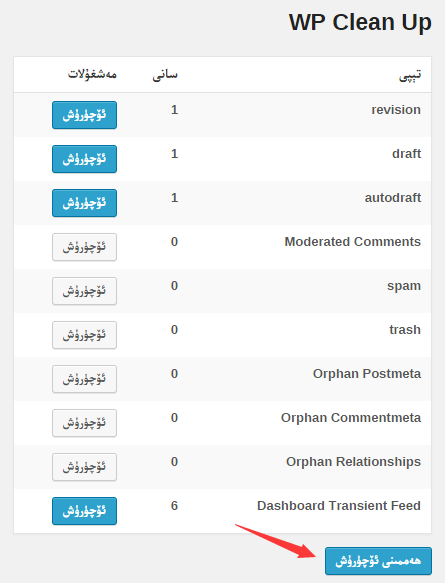 WordPress ساندان ئەلالاشتۇرۇش قىستۇرمىسى : wp clean up